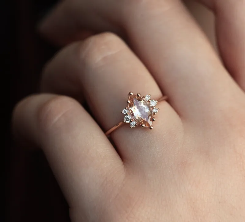 SOPHIA MARQUISE MORGANITE RING view 8