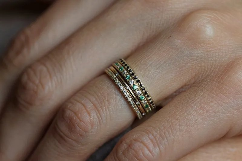 STACKING ENGAGEMENT RING, DIAMOND STACKING RINGS vy 4