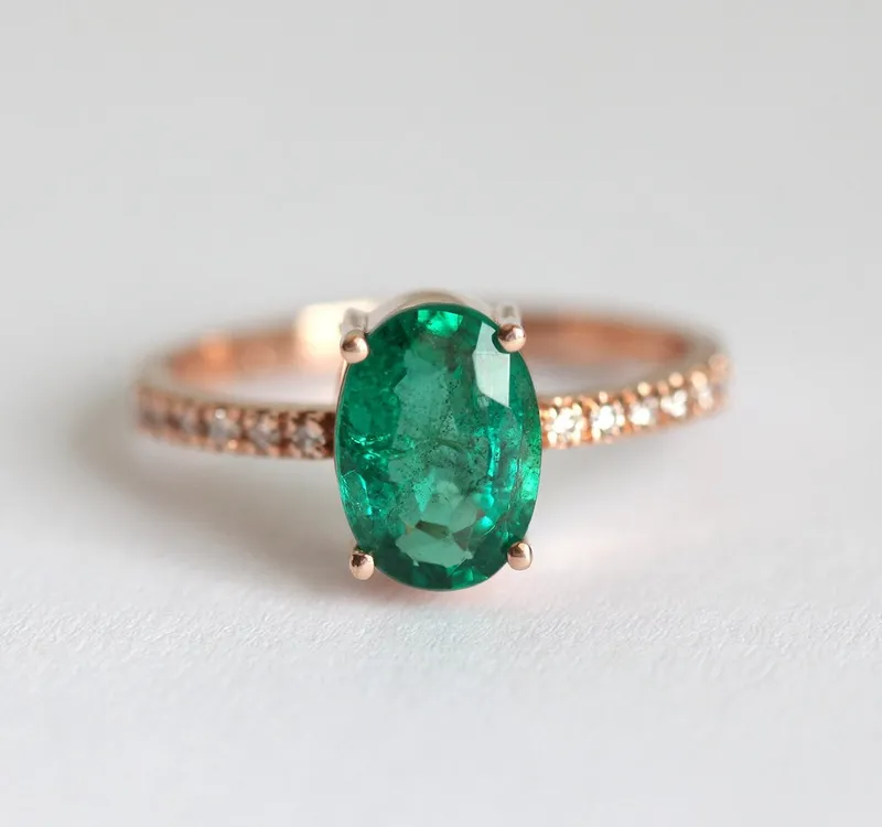 Stella Oval Emerald Ring green emerald emerald cut engagement ring