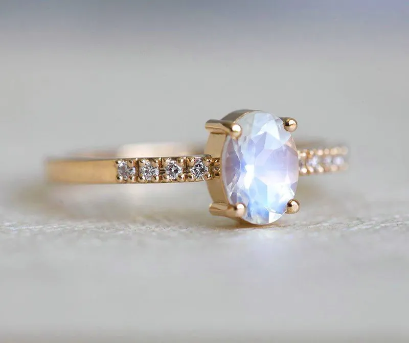 Stella Oval Moonstone Diamond Ring view 10