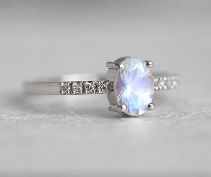 Stella Oval Moonstone Diamond Ring view 11
