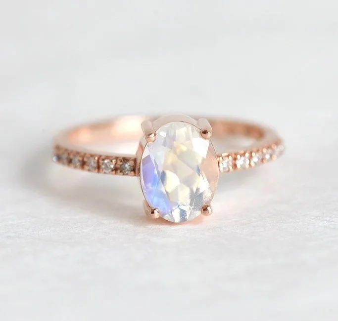 Stella Oval Moonstone Diamond Ring view 2