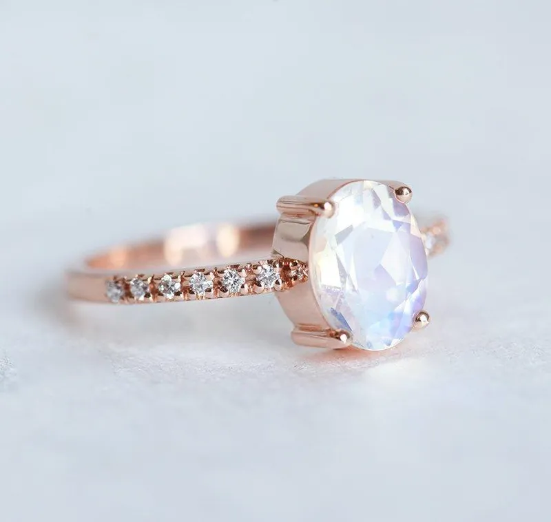 Stella Oval Moonstone Diamond Ring view 6