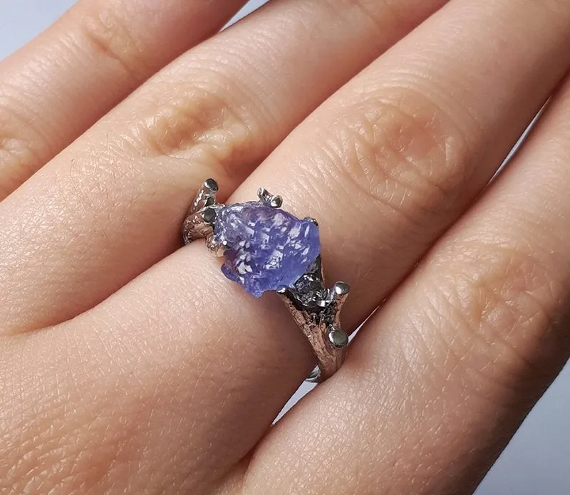 Stormi Raw Tanzanite Ring view 2