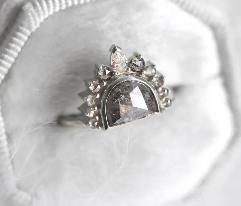Sunrise Salt & Pepper Diamond Ring view 10