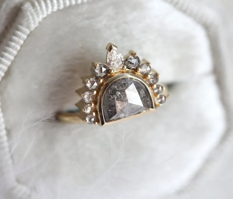 Sunrise Salt & Pepper Diamond Ring view 5