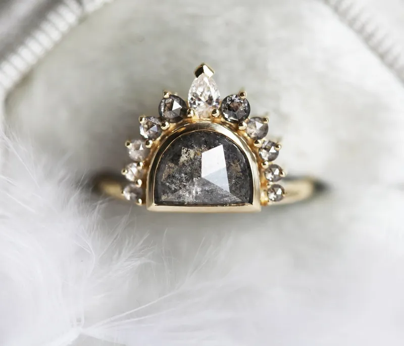 Sunrise Salt & Pepper Diamond Ring view 6