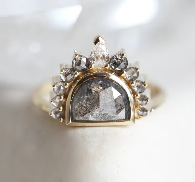 Sunrise Salt & Pepper Diamond Ring view 7