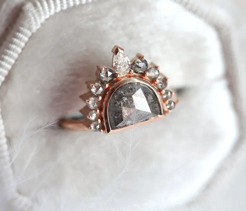 Sunrise Salt & Pepper Diamond Ring view 9