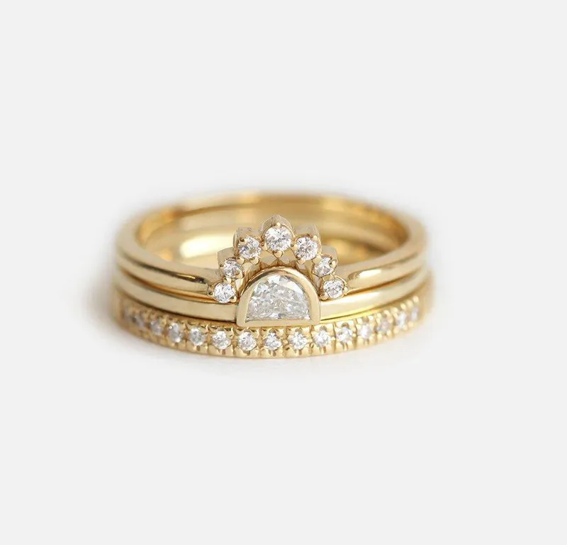 Sunset Diamond Ring Set diamond engagement ring
