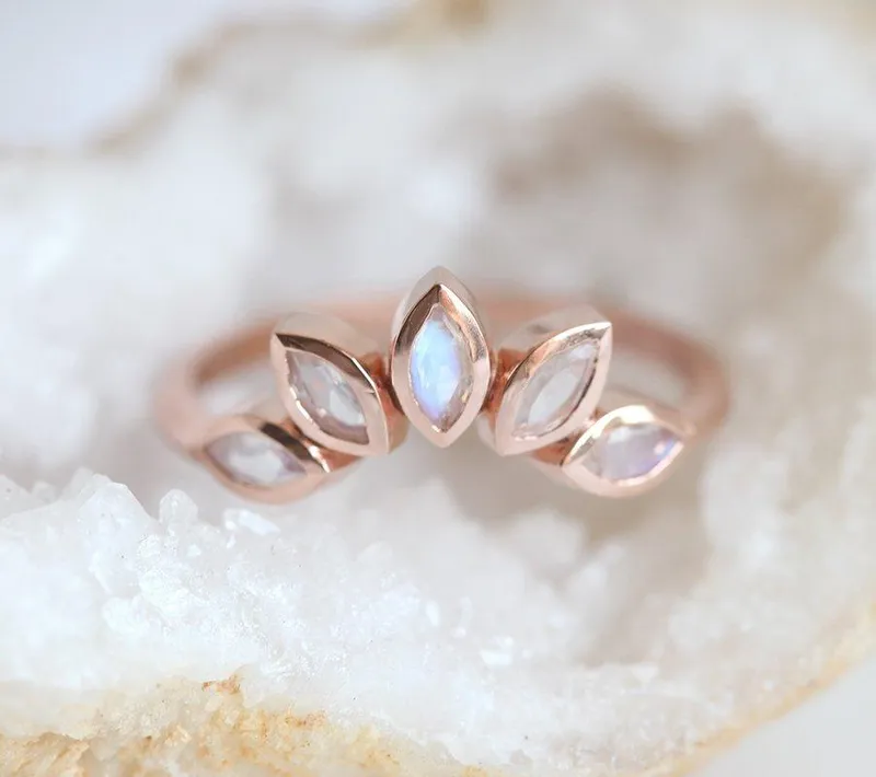Sunstone Ring Set With Moonstone Engagement Band view 5