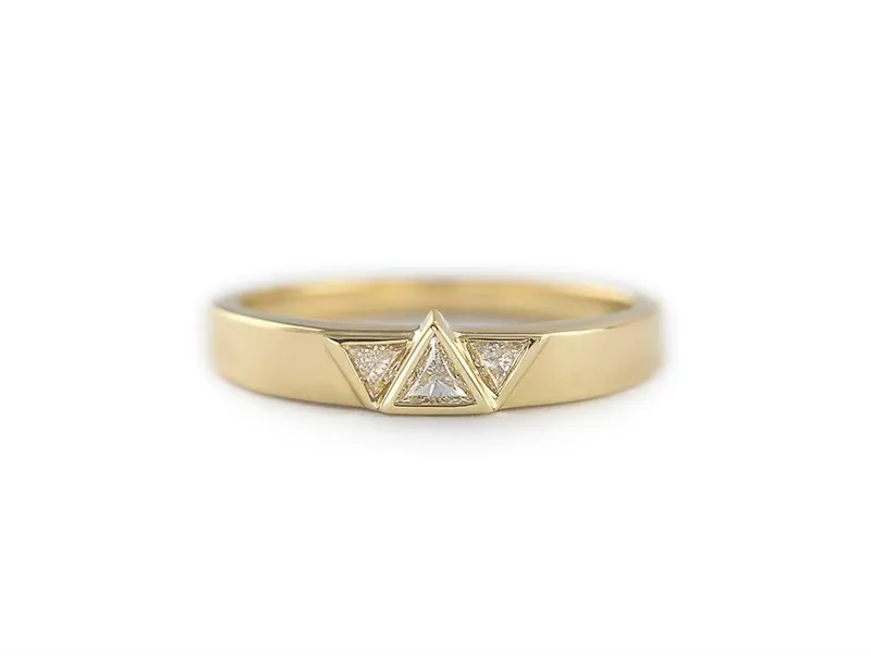 Three Diamond Ring, Yellow Gold Wedding Ring With Three Diamonds diamond engagement ring