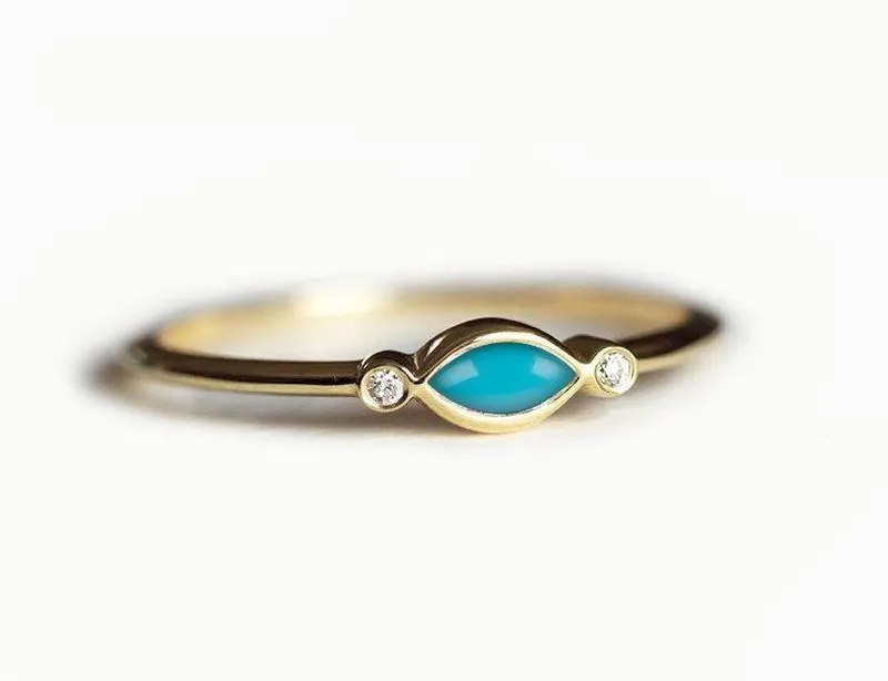 Turquoise Engagement Ring, Diamond Engagement Ring view 2