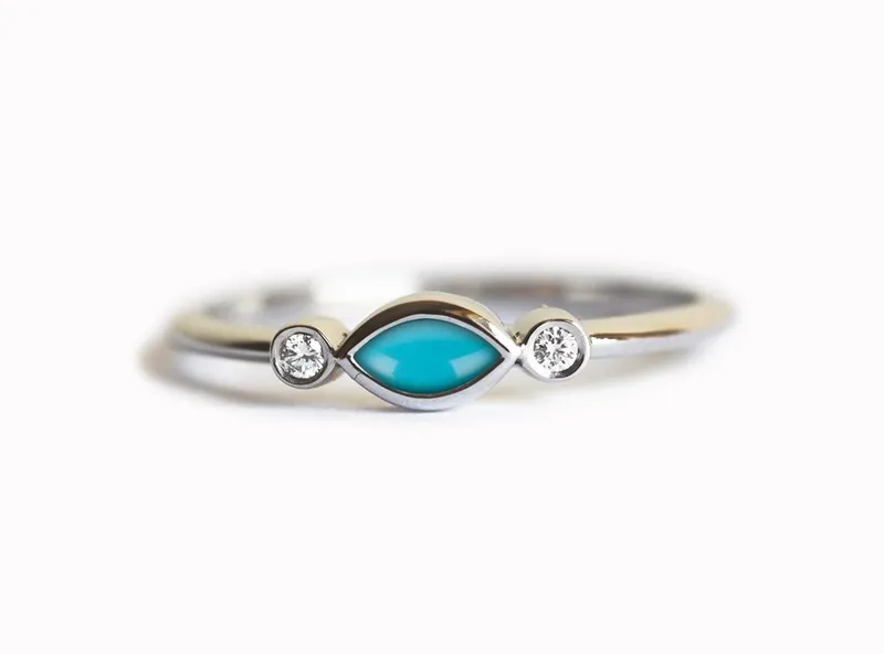 Turquoise Engagement Ring, Diamond Engagement Ring view 5