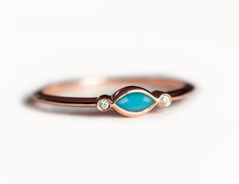 Turquoise Engagement Ring, Diamond Engagement Ring view 6