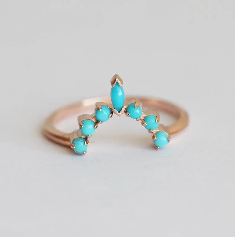Turquoise Wedding Ring, Turquoise Wedding Band vy 3