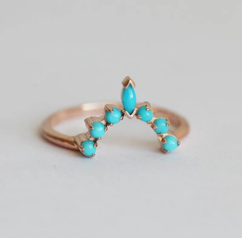 Turquoise Wedding Ring, Turquoise Wedding Band vy 4