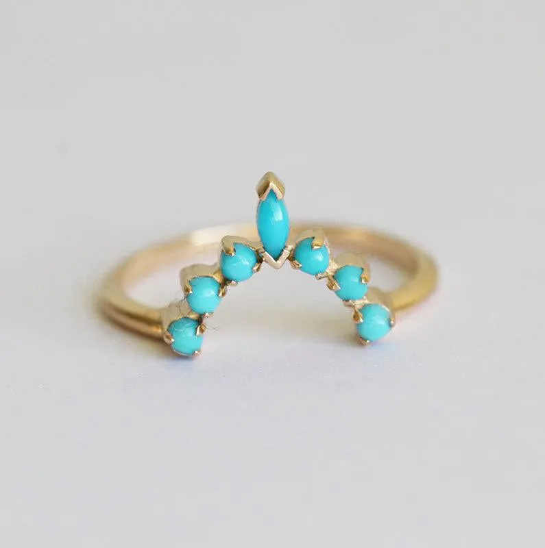 Turquoise Wedding Ring, Turquoise Wedding Band vy 6