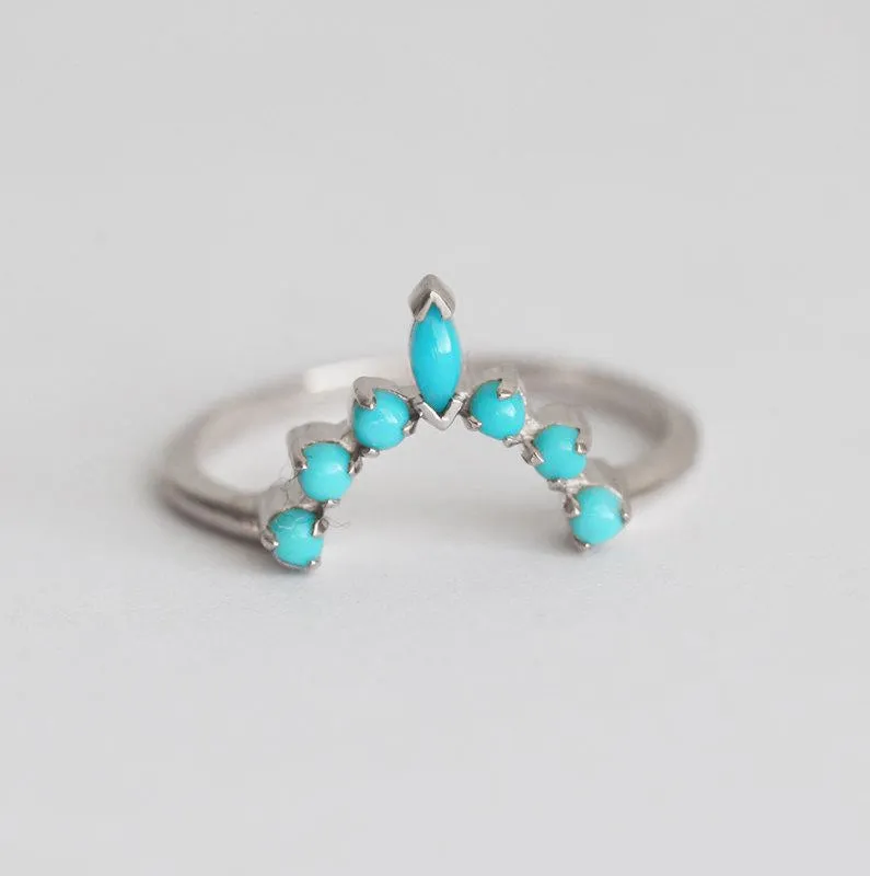 Turquoise Wedding Ring, Turquoise Wedding Band vy 7