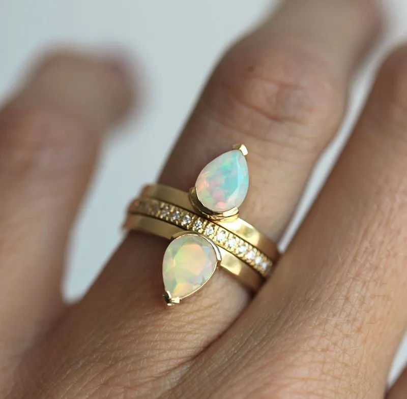 TARAJI OPAL RING SET pear cut engagement ring