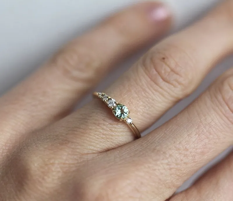 Taytum Green Tourmaline Diamond Cluster Ring view 2