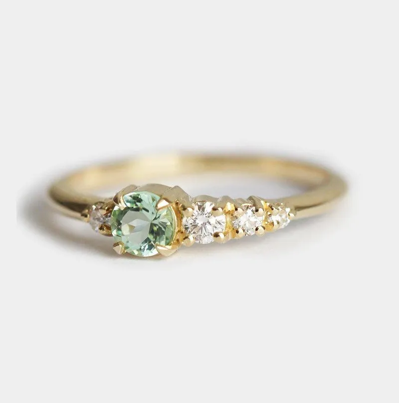 Taytum Green Tourmaline Diamond Cluster Ring view 3