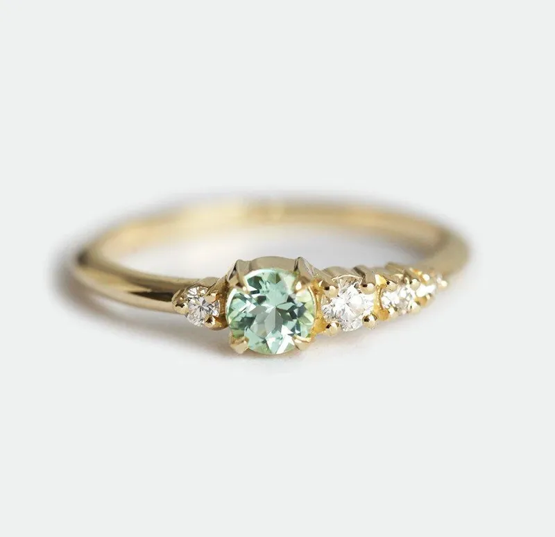 Taytum Green Tourmaline Diamond Cluster Ring view 5