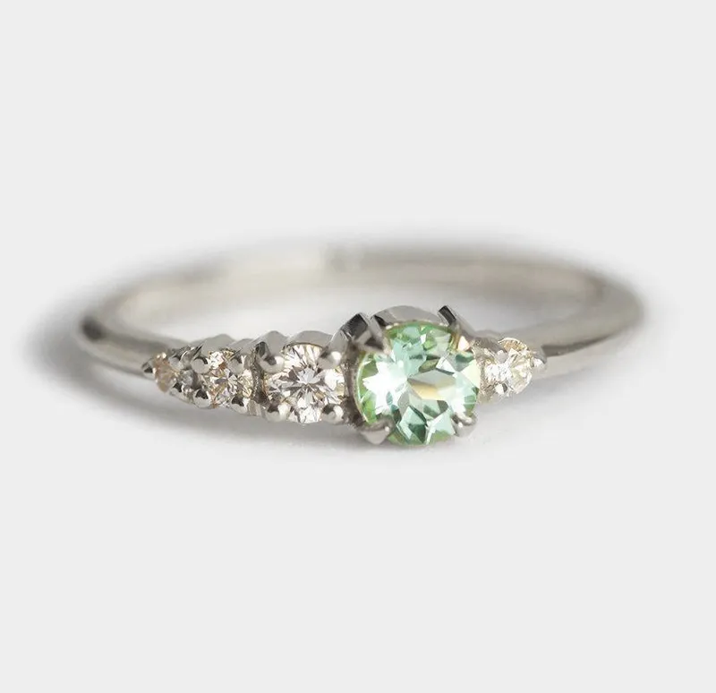 Taytum Green Tourmaline Diamond Cluster Ring view 7