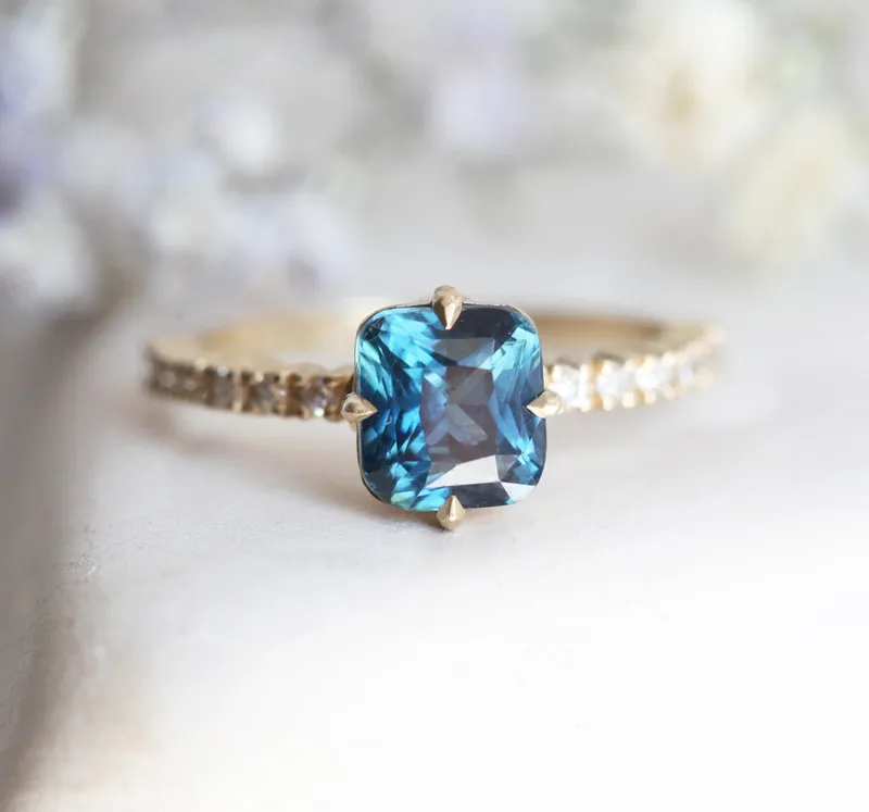TEMPEST BLUE SAPPHIRE DIAMOND RING blue sapphire cushion cut engagement ring