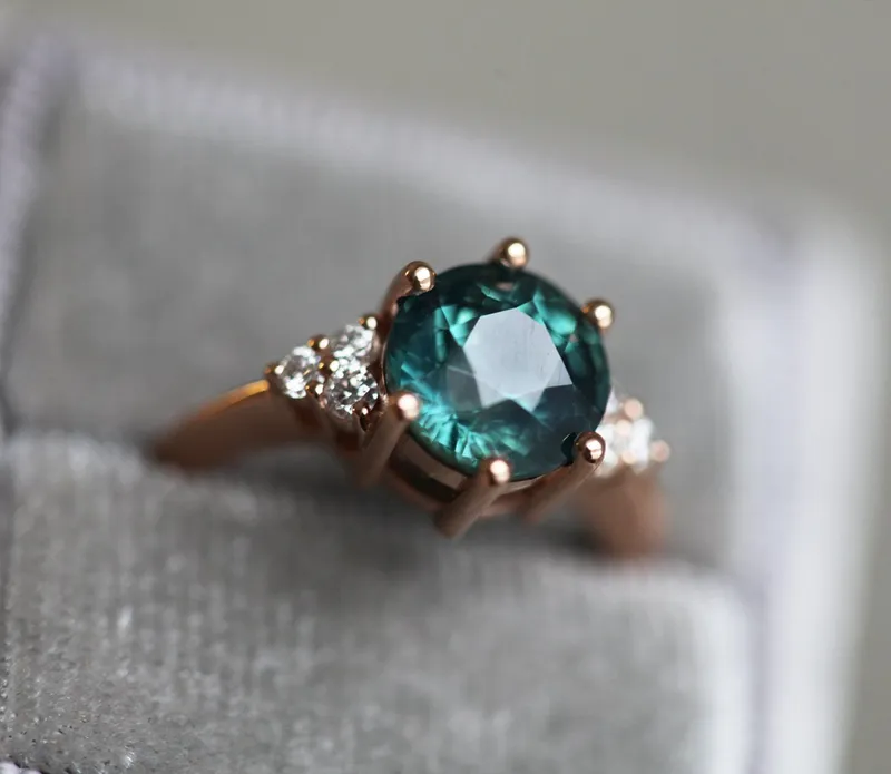Tessa Teal Sapphire Diamond Ring view 10