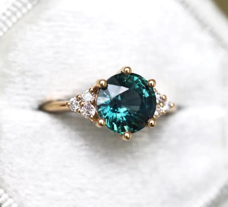 Tessa Teal Sapphire Diamond Ring view 11