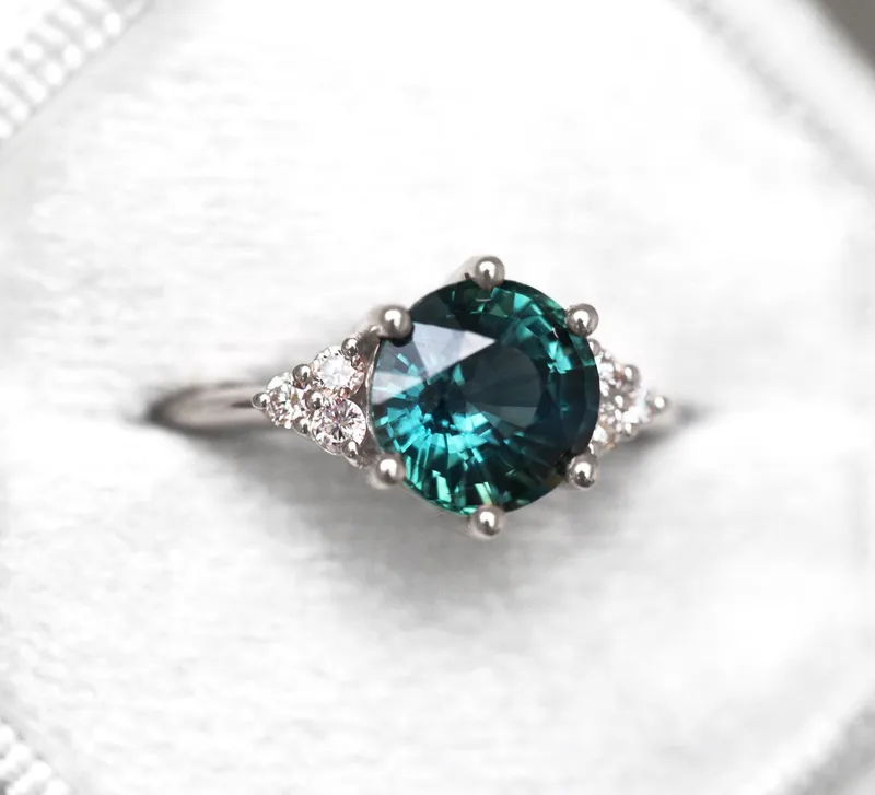Tessa Teal Sapphire Diamond Ring view 12