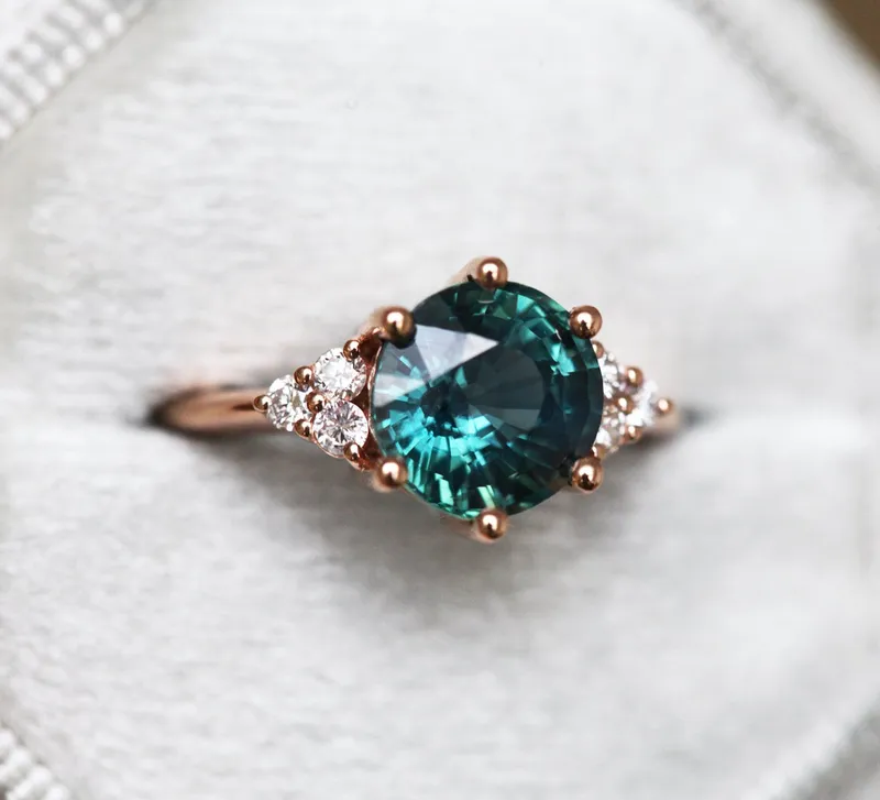 Tessa Teal Sapphire Diamond Ring view 3