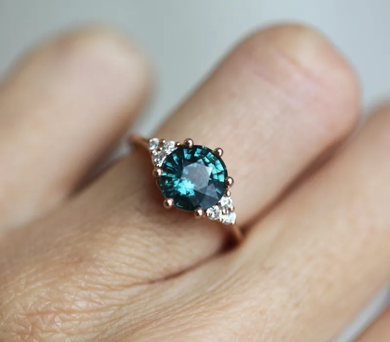 Tessa Teal Sapphire Diamond Ring view 4