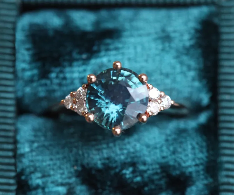 Tessa Teal Sapphire Diamond Ring view 5