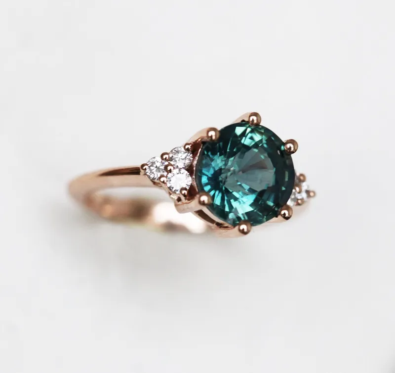 Tessa Teal Sapphire Diamond Ring view 6
