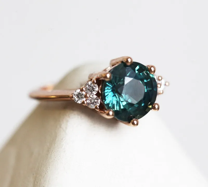 Tessa Teal Sapphire Diamond Ring view 7