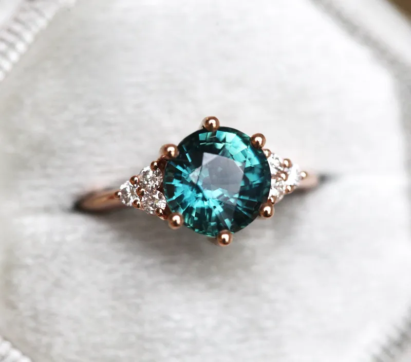 Tessa Teal Sapphire Diamond Ring view 8