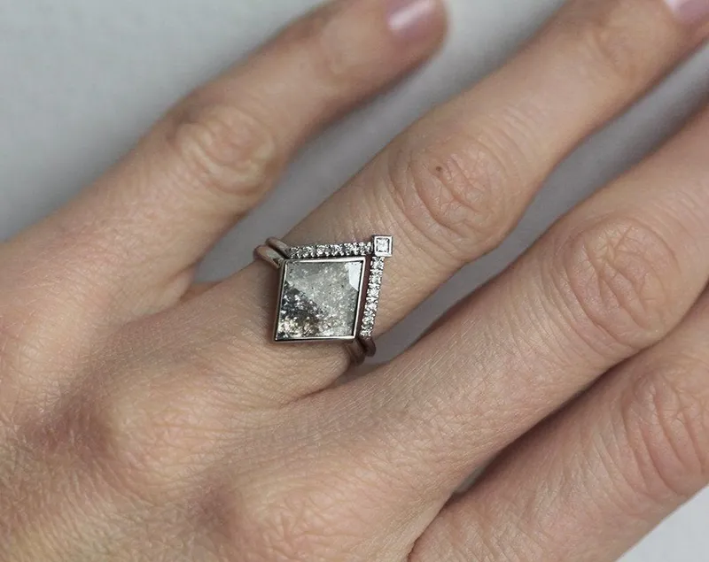 Thalia Salt & Pepper Diamond Ring Set view 3