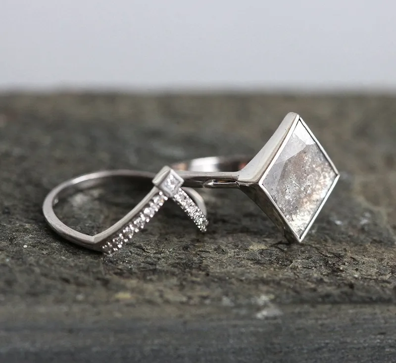 Thalia Salt & Pepper Diamond Ring Set view 4