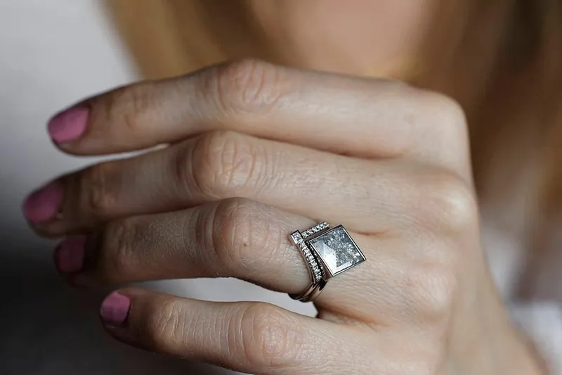 Thalia Salt & Pepper Diamond Ring Set view 5