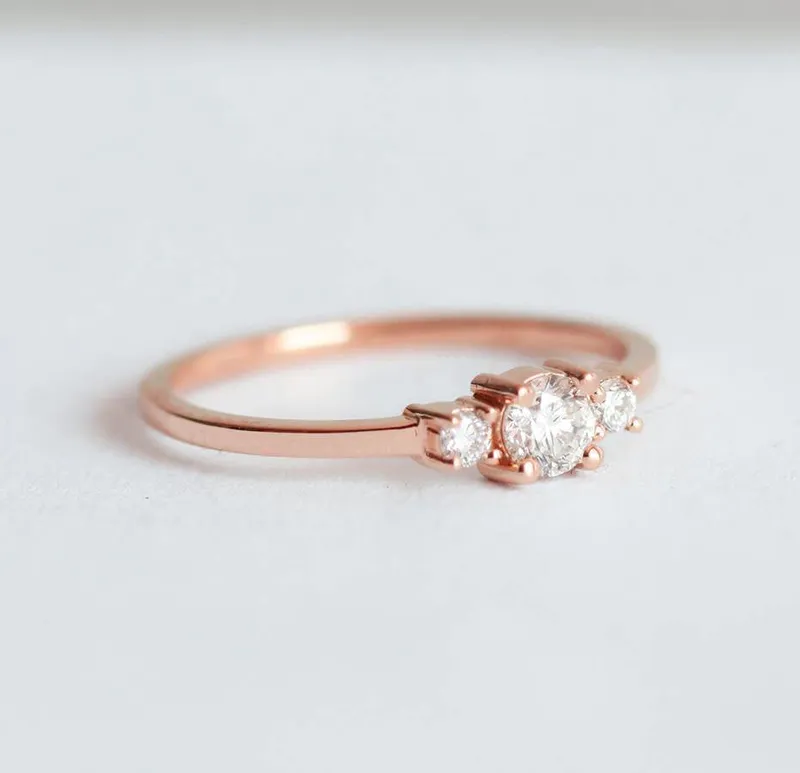 Three Diamond Ring, Three Stone Ring vy 6