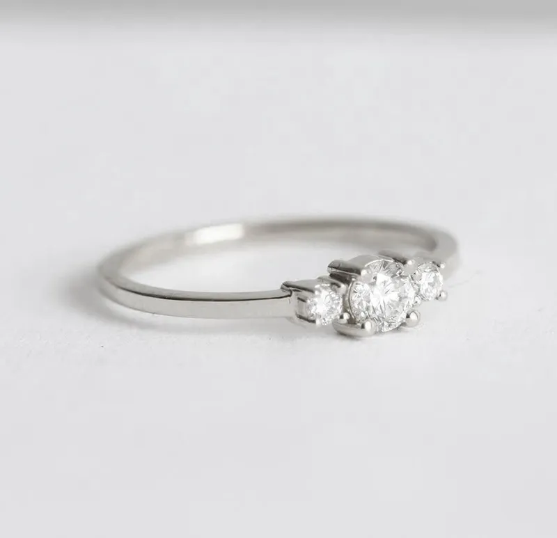 Three Diamond Ring, Three Stone Ring vy 7