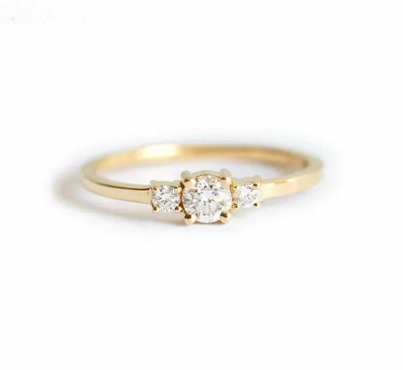 Three Diamond Ring, Three Stone Ring diamond round cut engagement ring