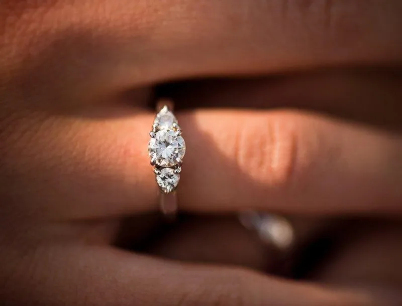 Three Stone Engagement Ring, Three Diamond Ring view 2