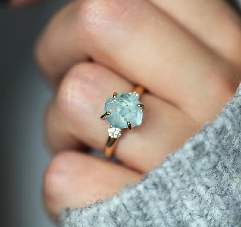 TINA RAW AQUAMARINE RING view 2