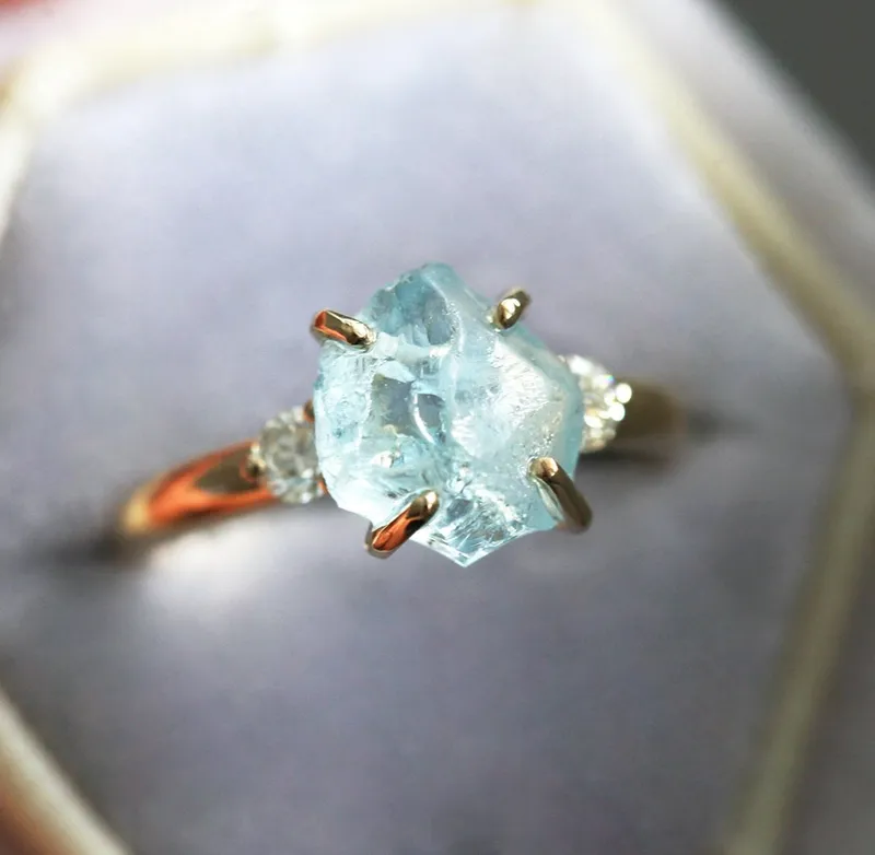 TINA RAW AQUAMARINE RING view 3