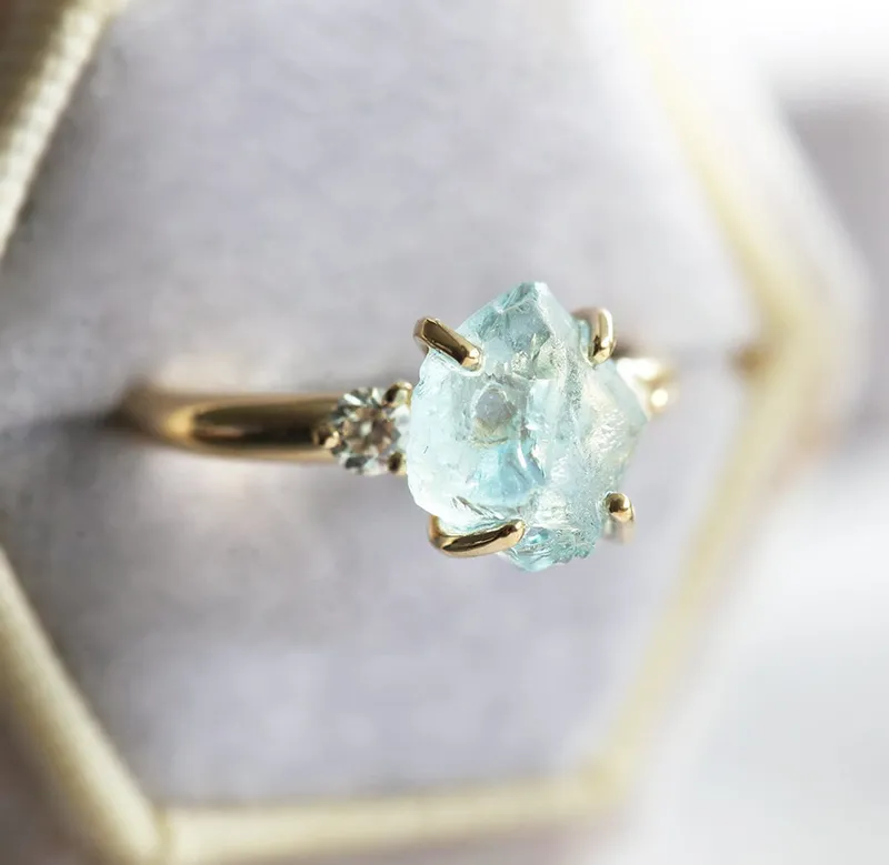 TINA RAW AQUAMARINE RING view 4
