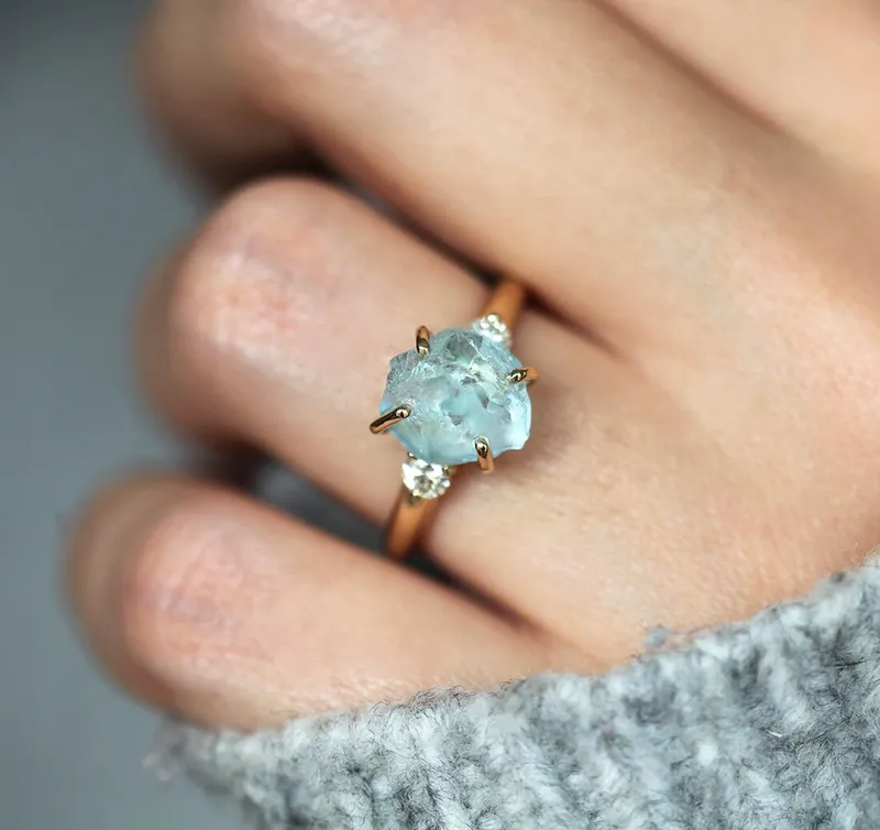 TINA RAW AQUAMARINE RING view 5