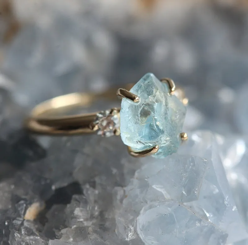 TINA RAW AQUAMARINE RING view 6